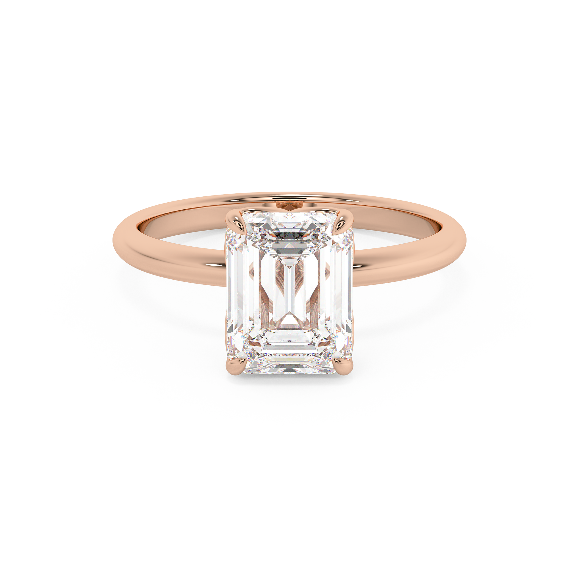 Emerald Solitaire Lab Grown Diamond Engagement Ring