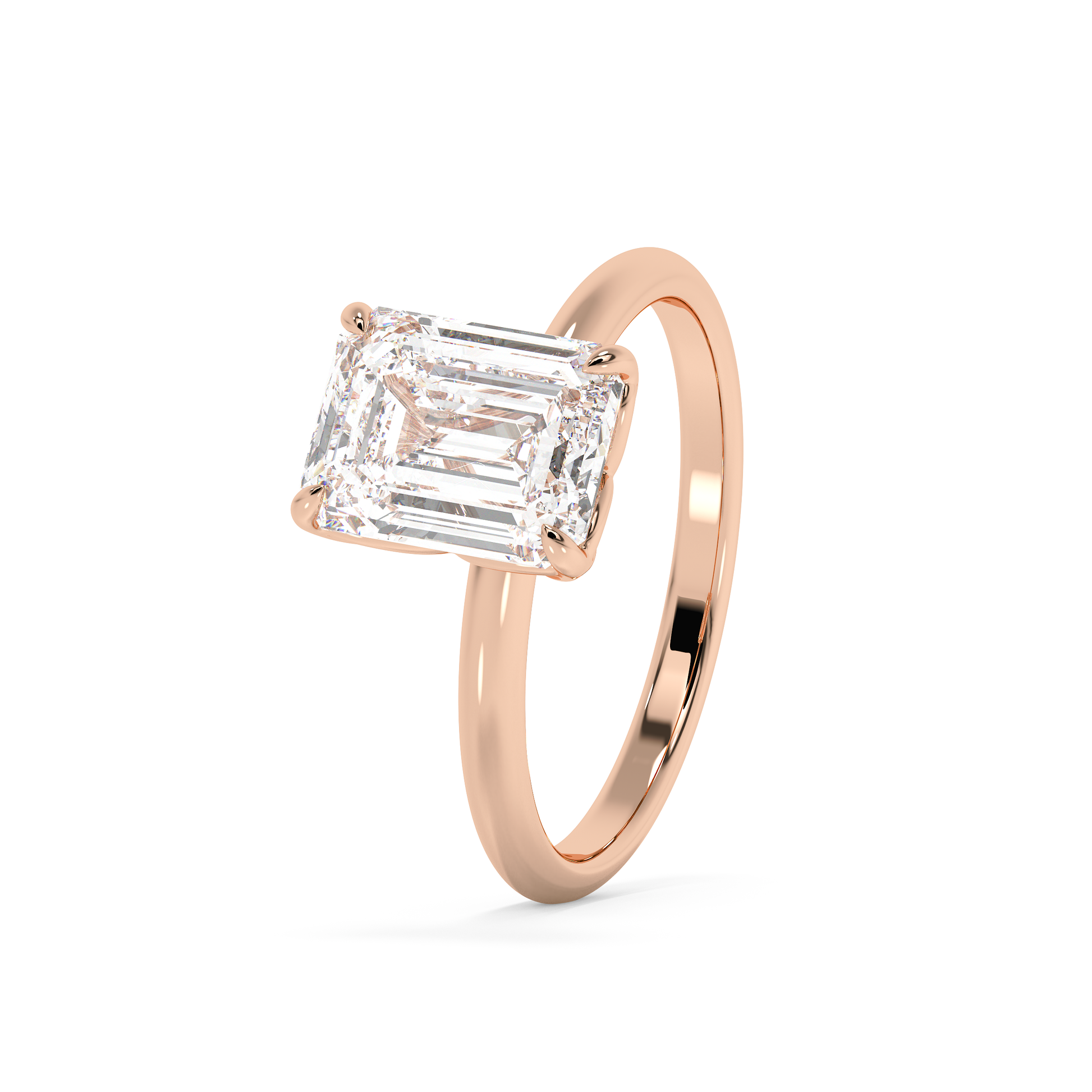 Emerald Solitaire Lab Grown Diamond Engagement Ring