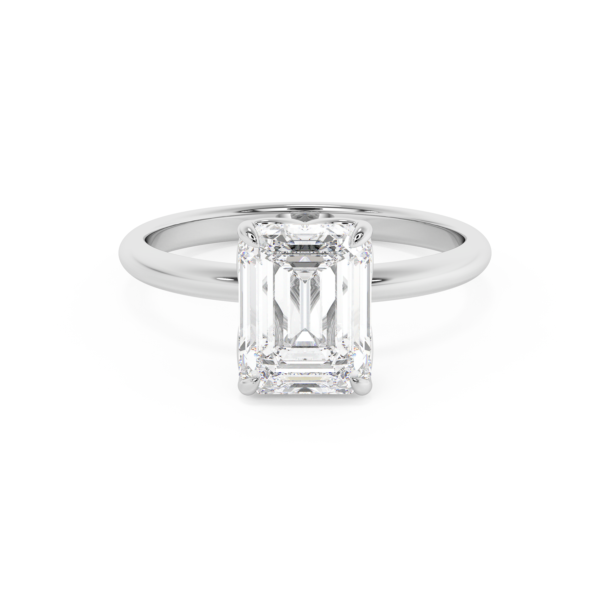 Emerald Solitaire Lab Grown Diamond Engagement Ring