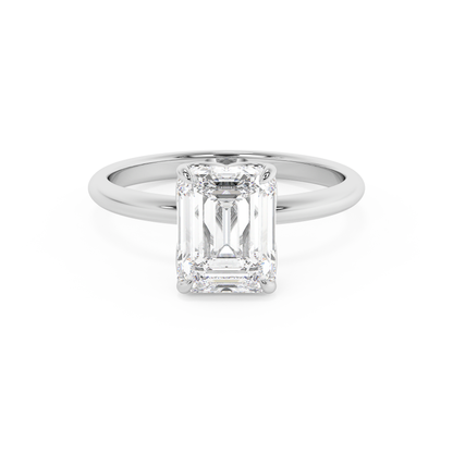 Emerald Solitaire Lab Grown Diamond Engagement Ring