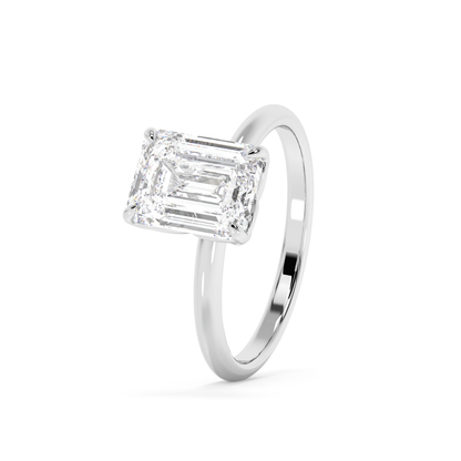 Emerald Solitaire Lab Grown Diamond Engagement Ring