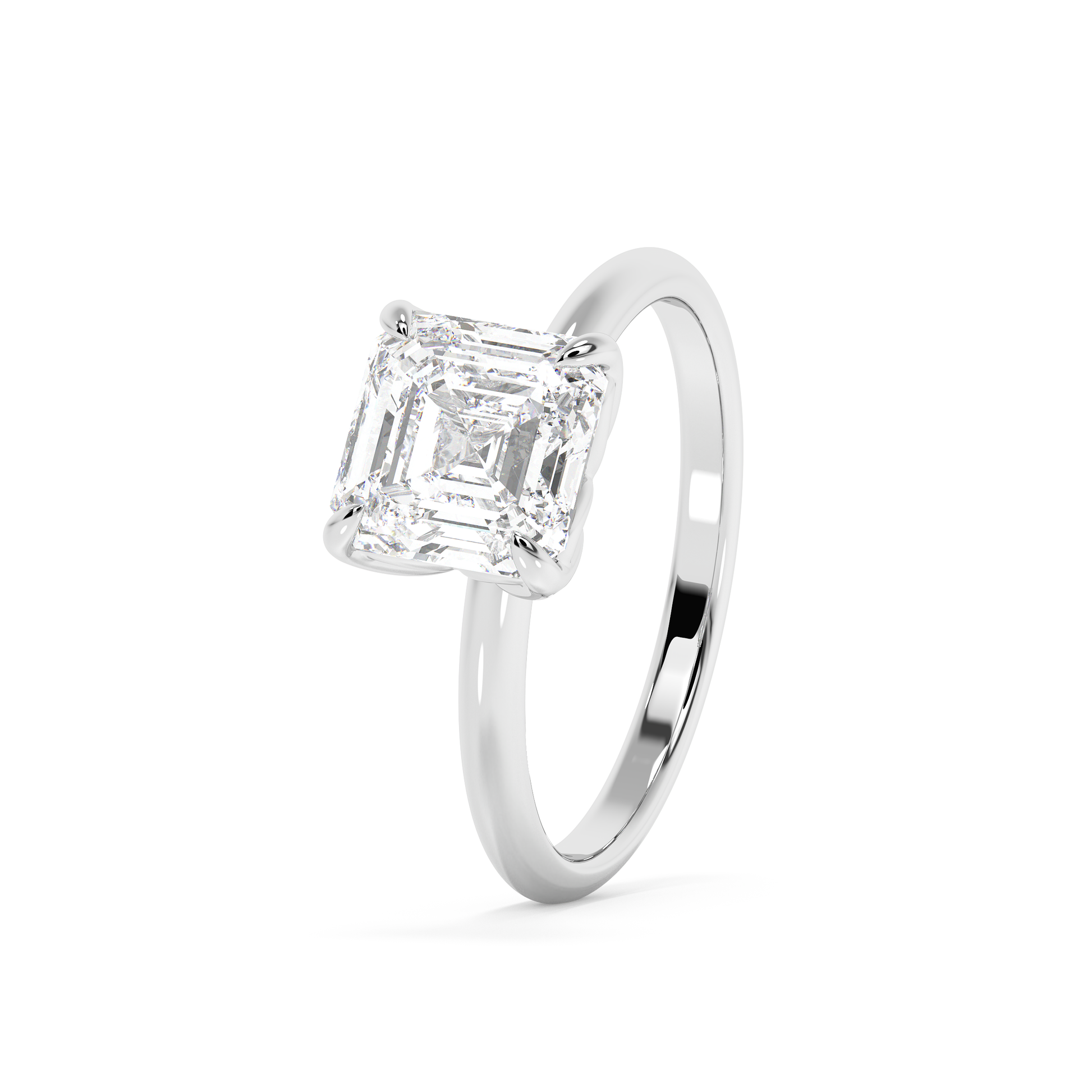 Emerald Solitaire Lab Grown Diamond Engagement Ring