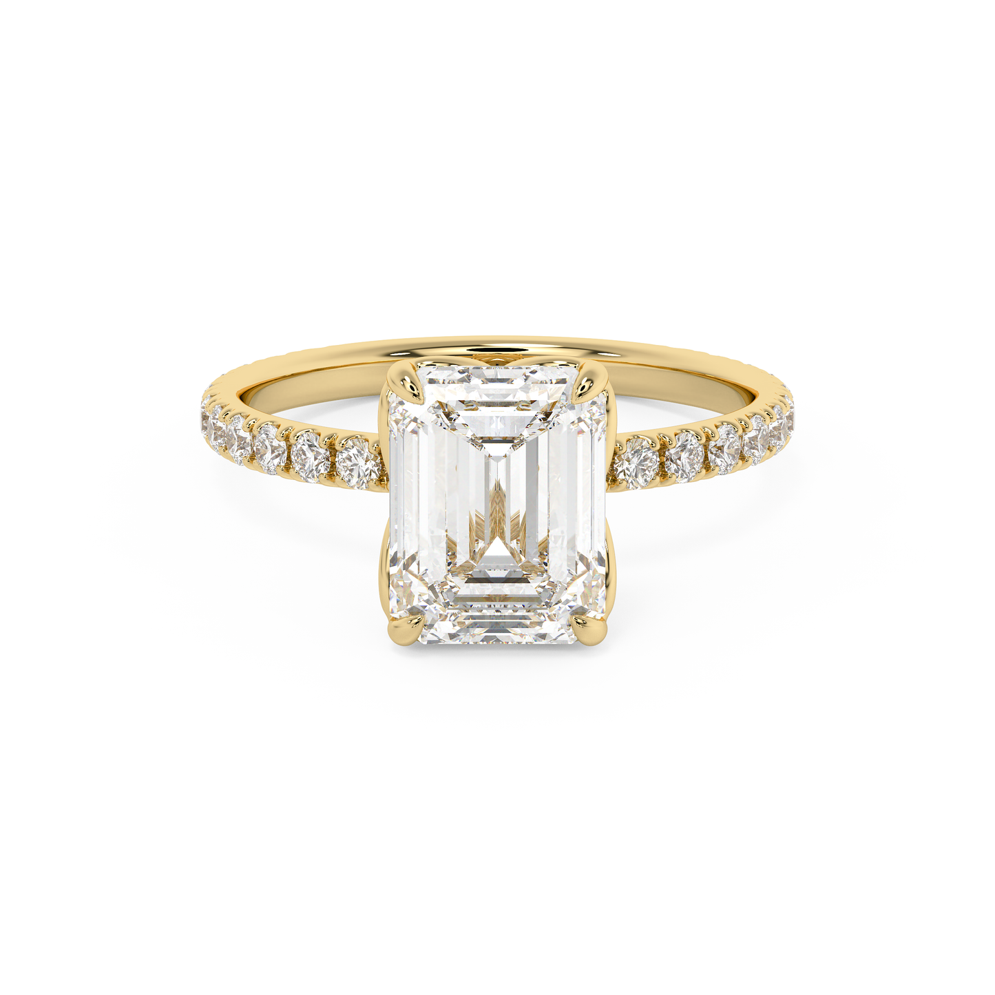 Emerald Solitaire Lab Grown Diamond Engagement Ring