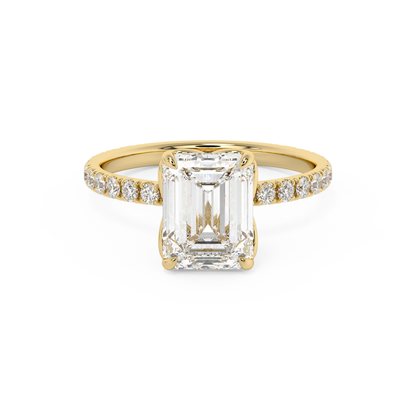 Emerald Solitaire Lab Grown Diamond Engagement Ring