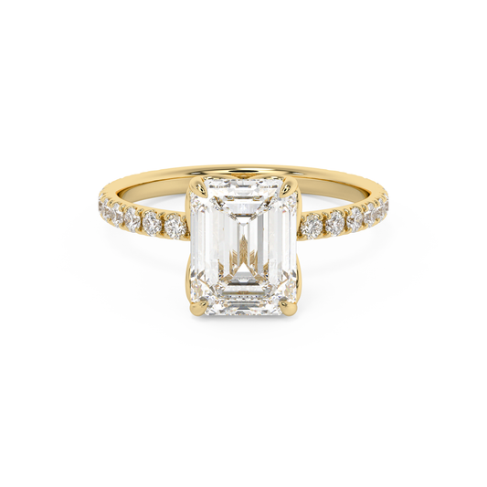 Emerald Solitaire Lab Grown Diamond Engagement Ring