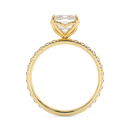 Emerald Solitaire Lab Grown Diamond Engagement Ring