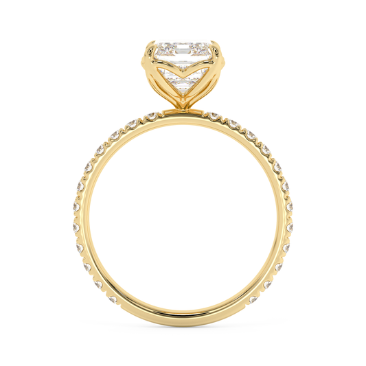 Emerald Solitaire Lab Grown Diamond Engagement Ring