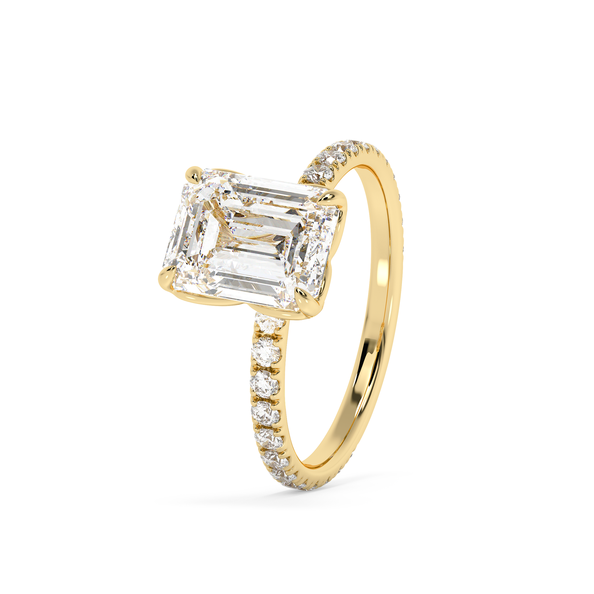 Emerald Solitaire Lab Grown Diamond Engagement Ring