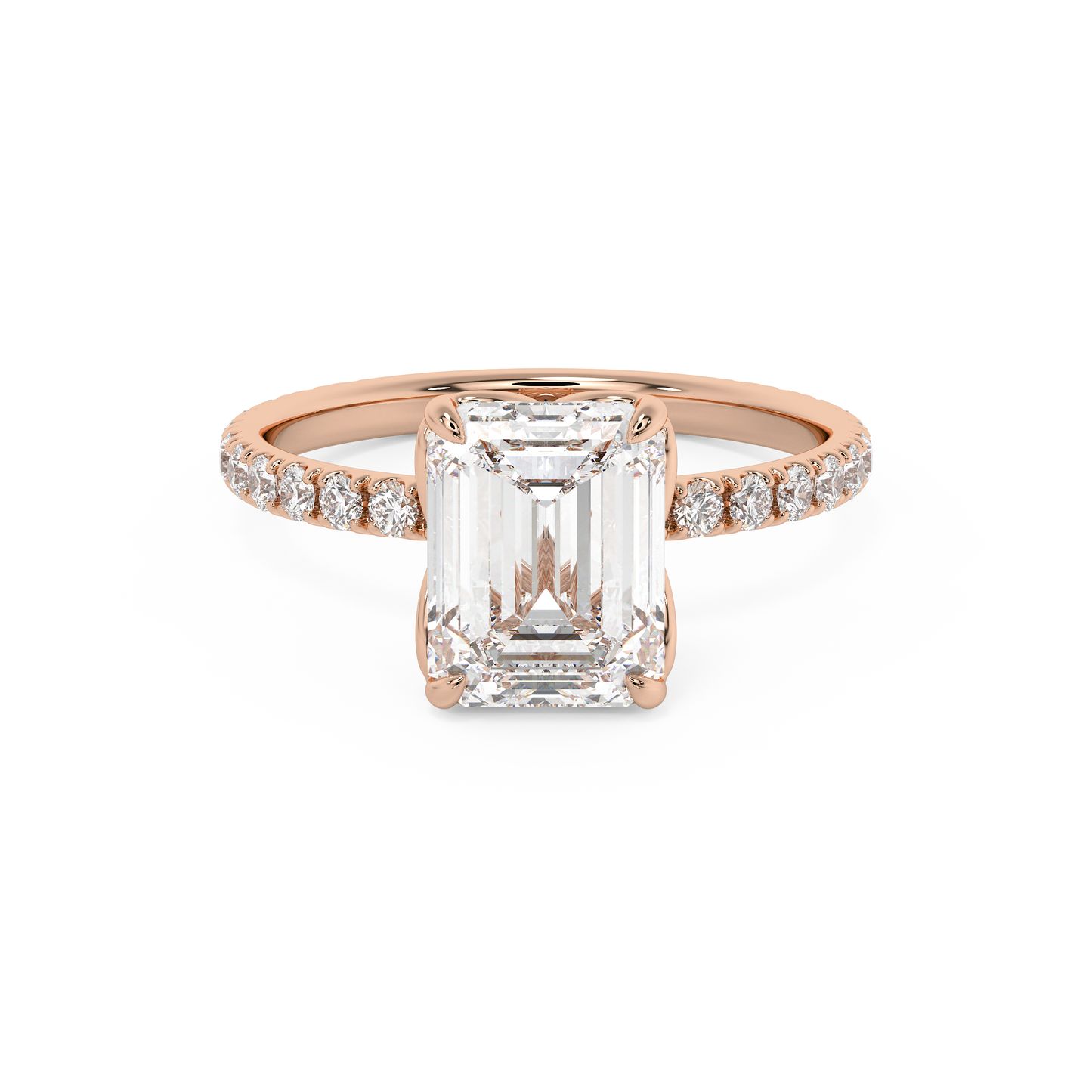 Emerald Solitaire Lab Grown Diamond Engagement Ring