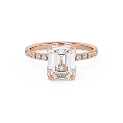 Emerald Solitaire Lab Grown Diamond Engagement Ring