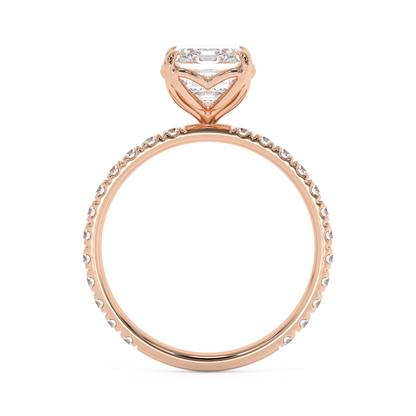Emerald Solitaire Lab Grown Diamond Engagement Ring