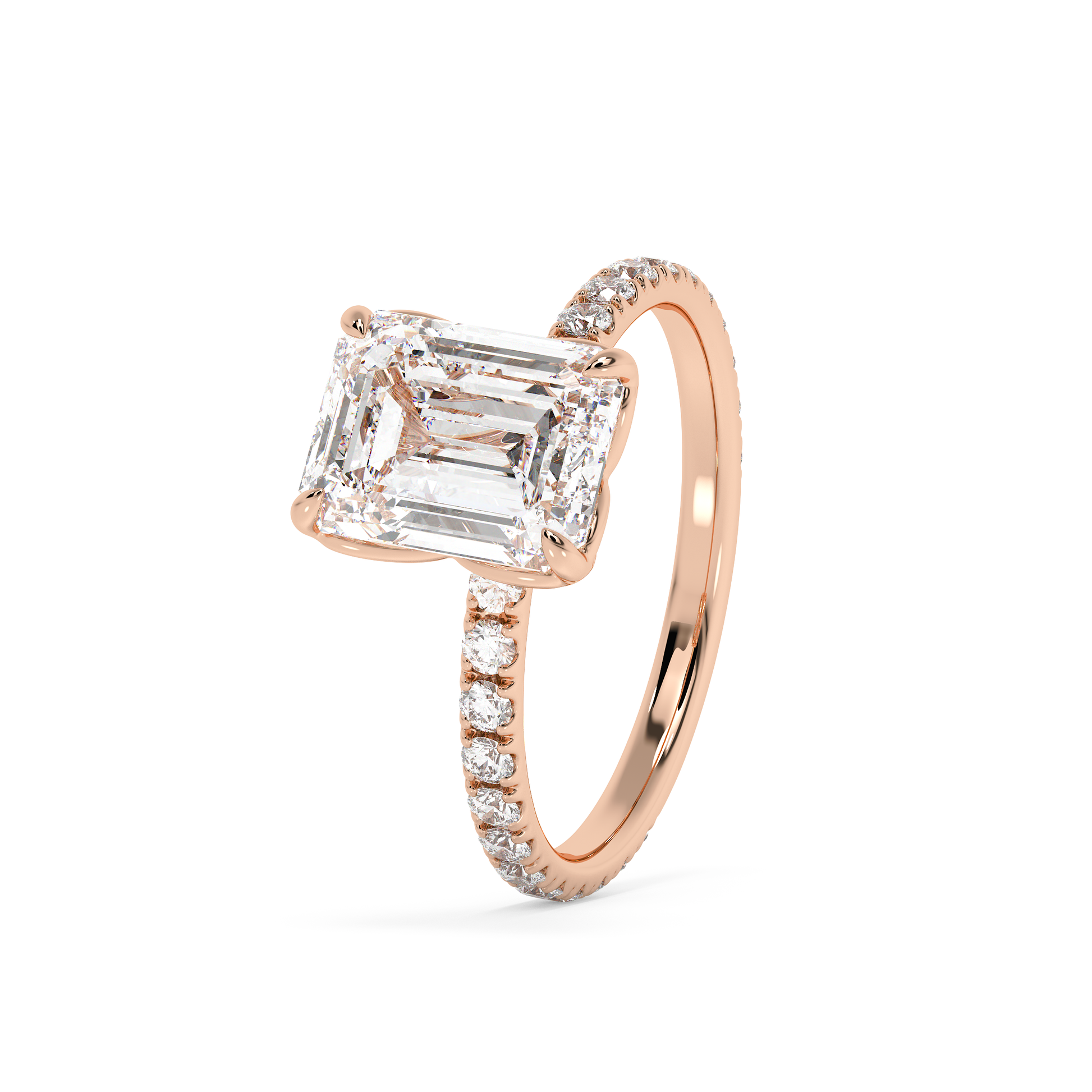 Emerald Solitaire Lab Grown Diamond Engagement Ring