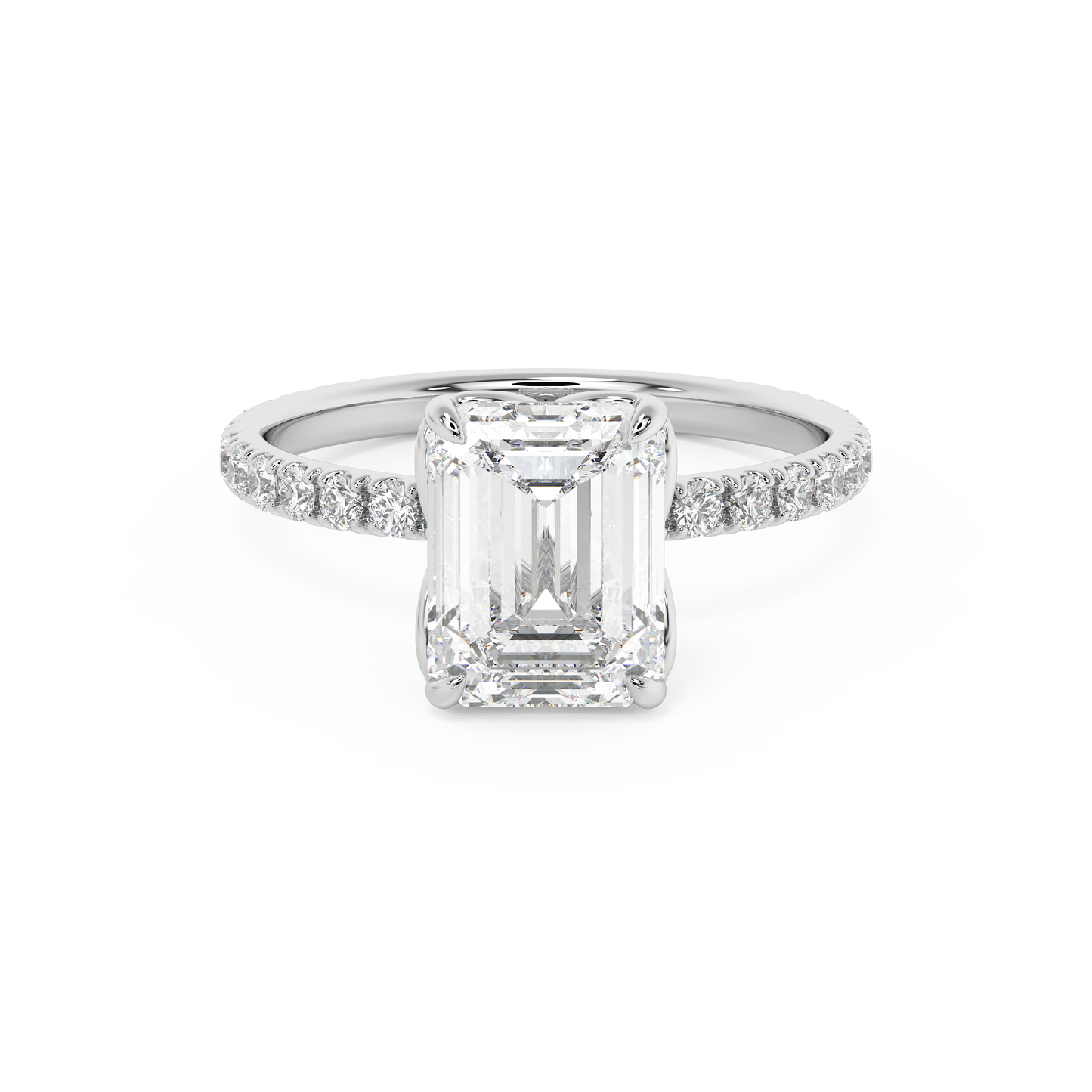 Emerald Solitaire Lab Grown Diamond Engagement Ring