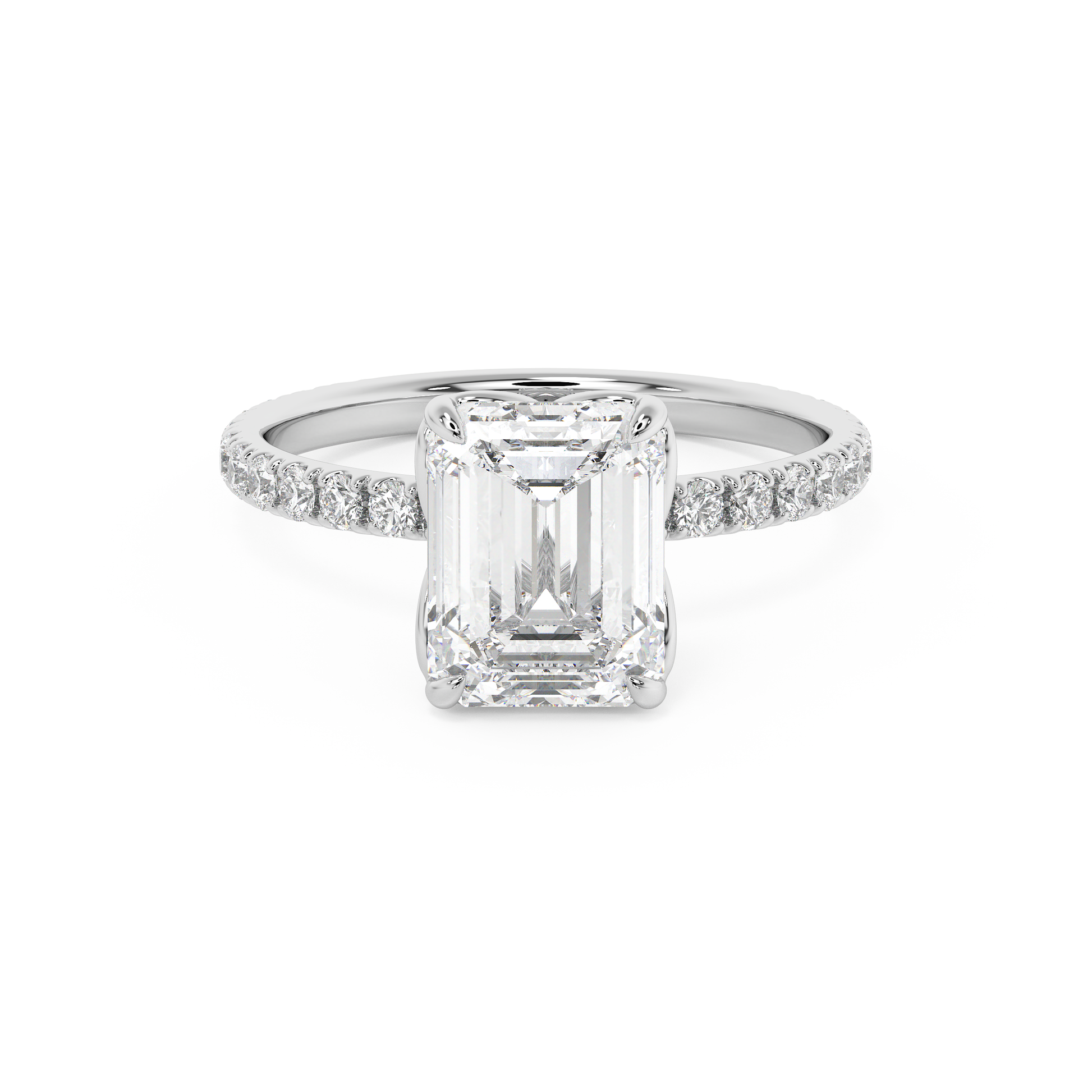 Emerald Solitaire Lab Grown Diamond Engagement Ring