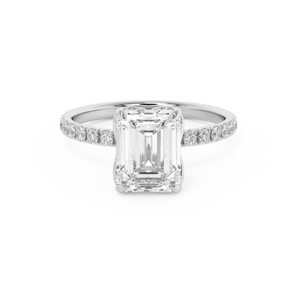 Emerald Solitaire Lab Grown Diamond Engagement Ring