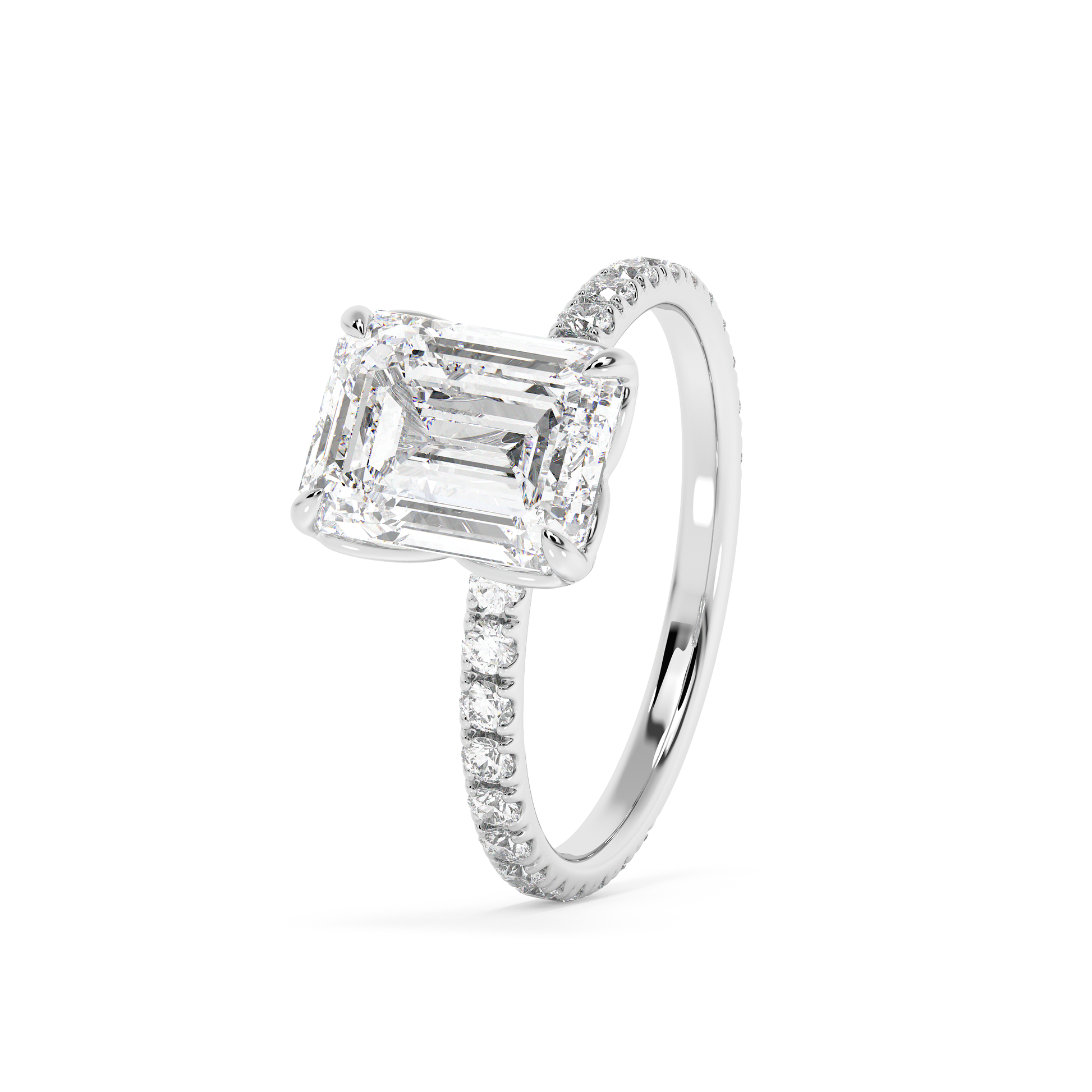 Emerald Solitaire Lab Grown Diamond Engagement Ring