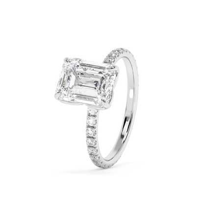 Emerald Solitaire Lab Grown Diamond Engagement Ring
