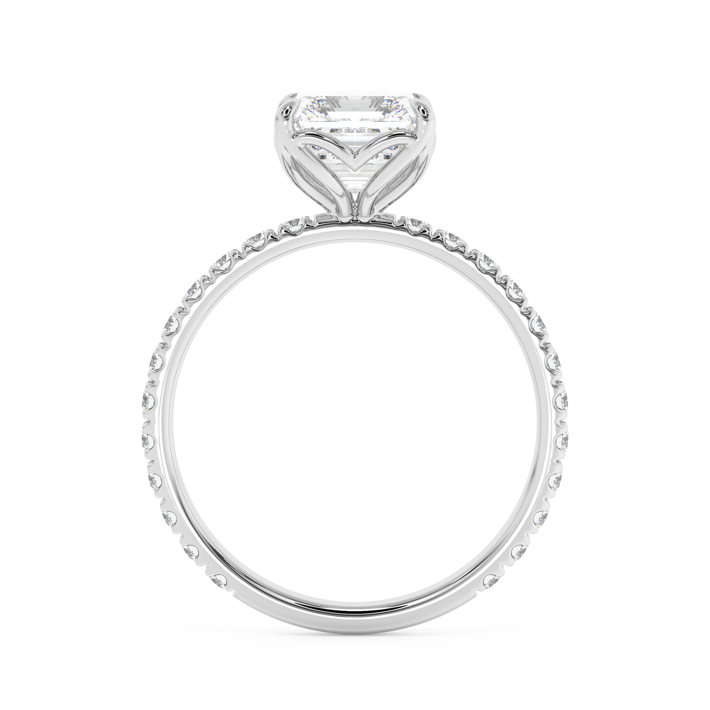 Emerald Solitaire Lab Grown Diamond Engagement Ring