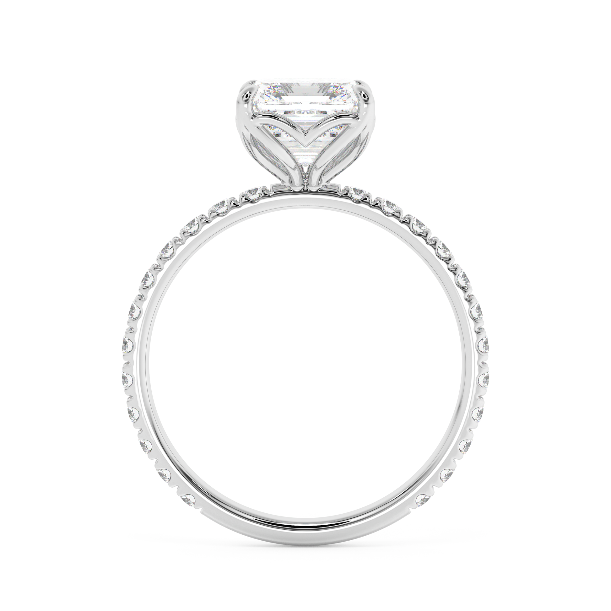 Emerald Solitaire Lab Grown Diamond Engagement Ring
