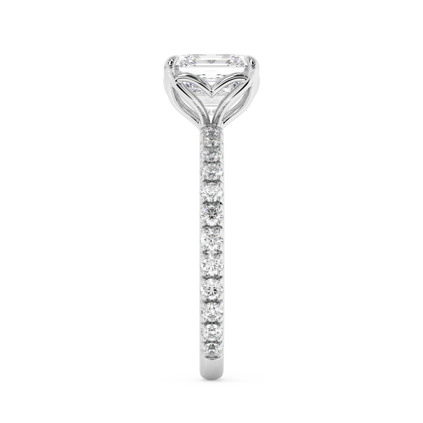 Emerald Solitaire Lab Grown Diamond Engagement Ring