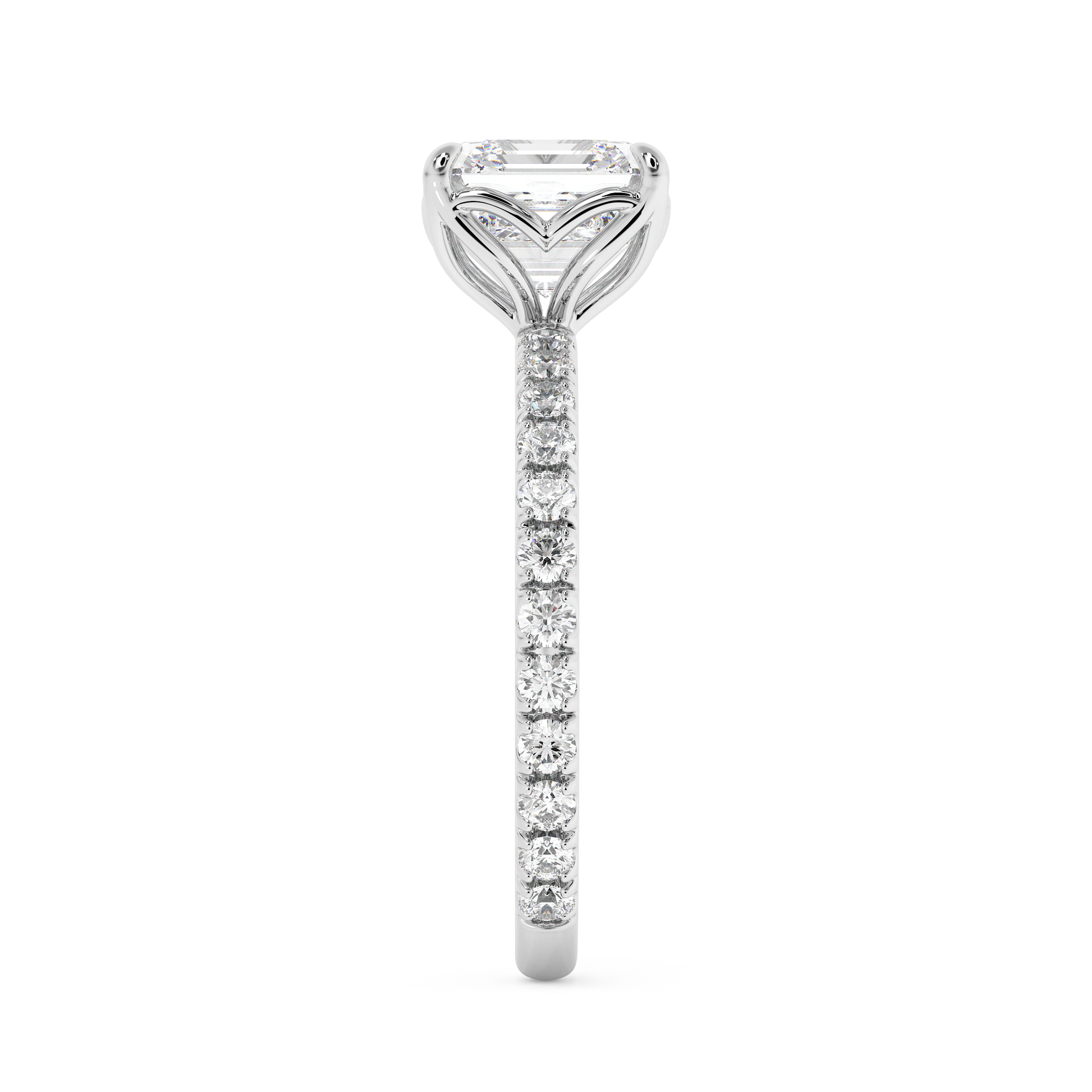 Emerald Solitaire Lab Grown Diamond Engagement Ring
