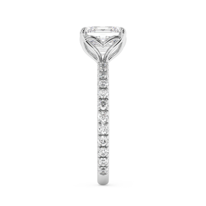 Emerald Solitaire Lab Grown Diamond Engagement Ring