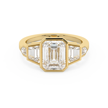 Emerald Solitaire Lab Grown Diamond Engagement Ring