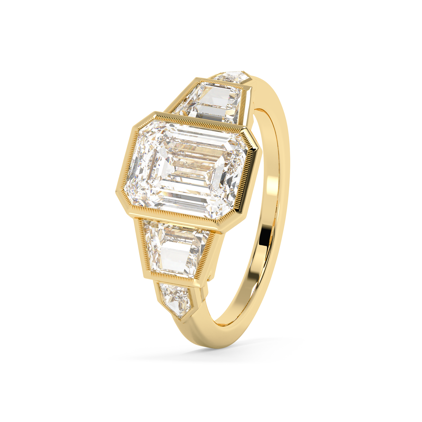 Emerald Solitaire Lab Grown Diamond Engagement Ring