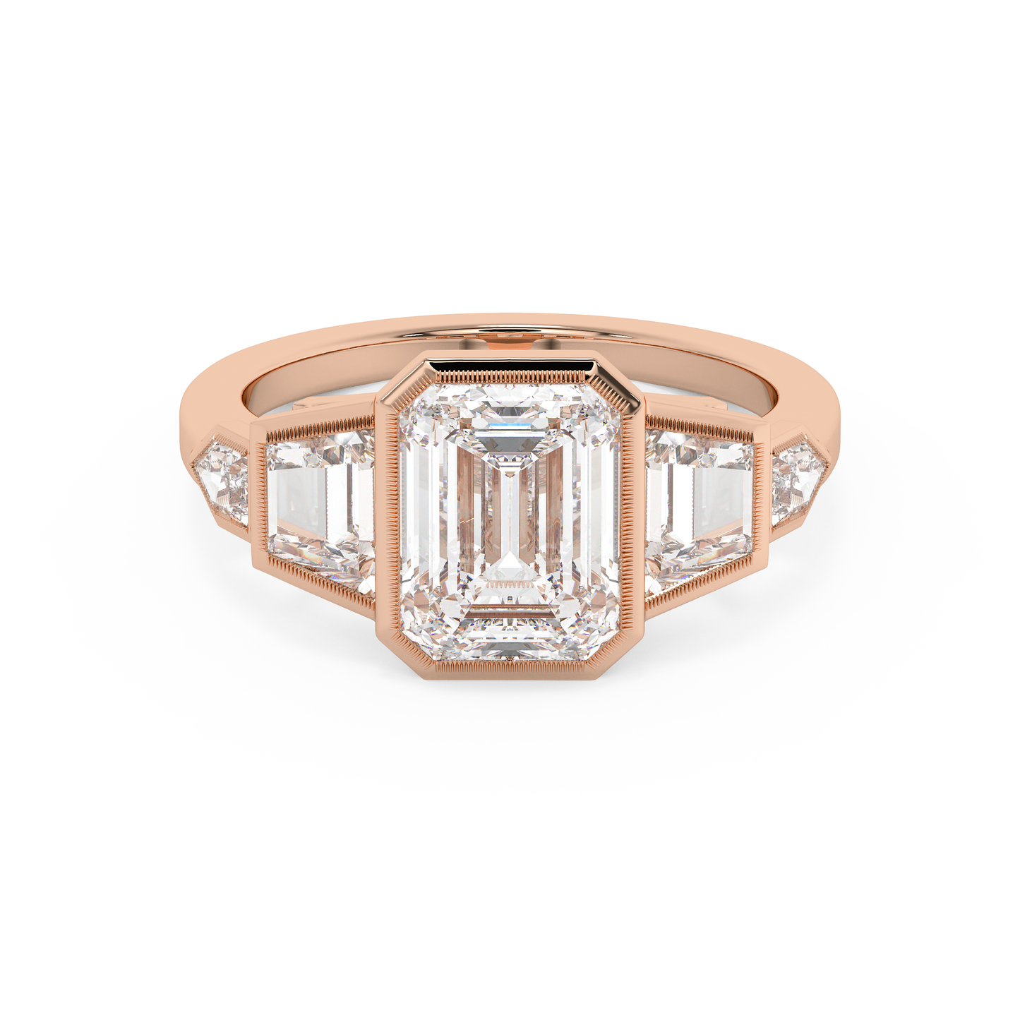 Emerald Solitaire Lab Grown Diamond Engagement Ring