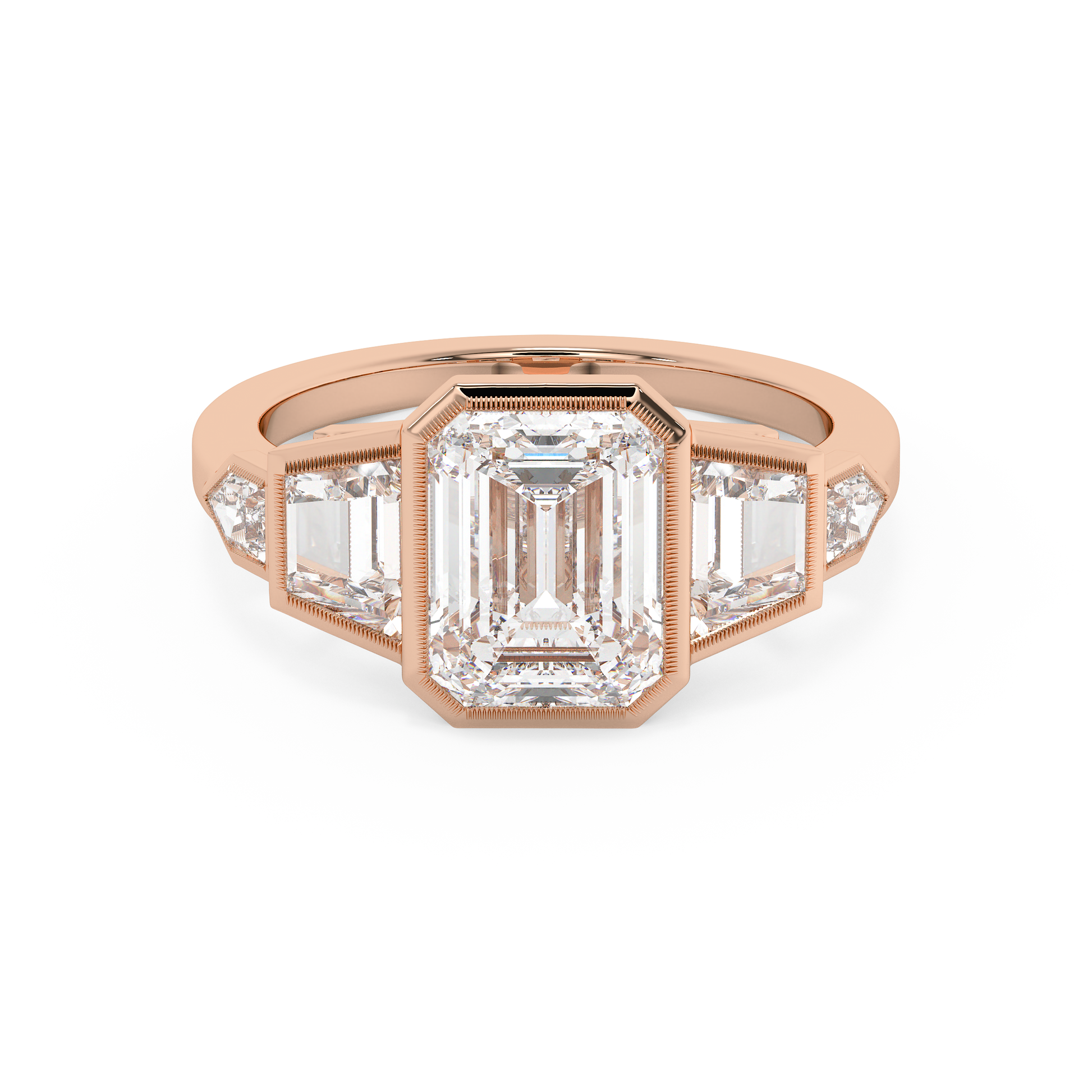 Emerald Solitaire Lab Grown Diamond Engagement Ring