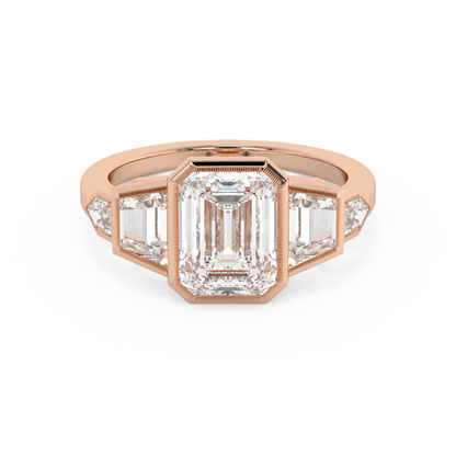 Emerald Solitaire Lab Grown Diamond Engagement Ring