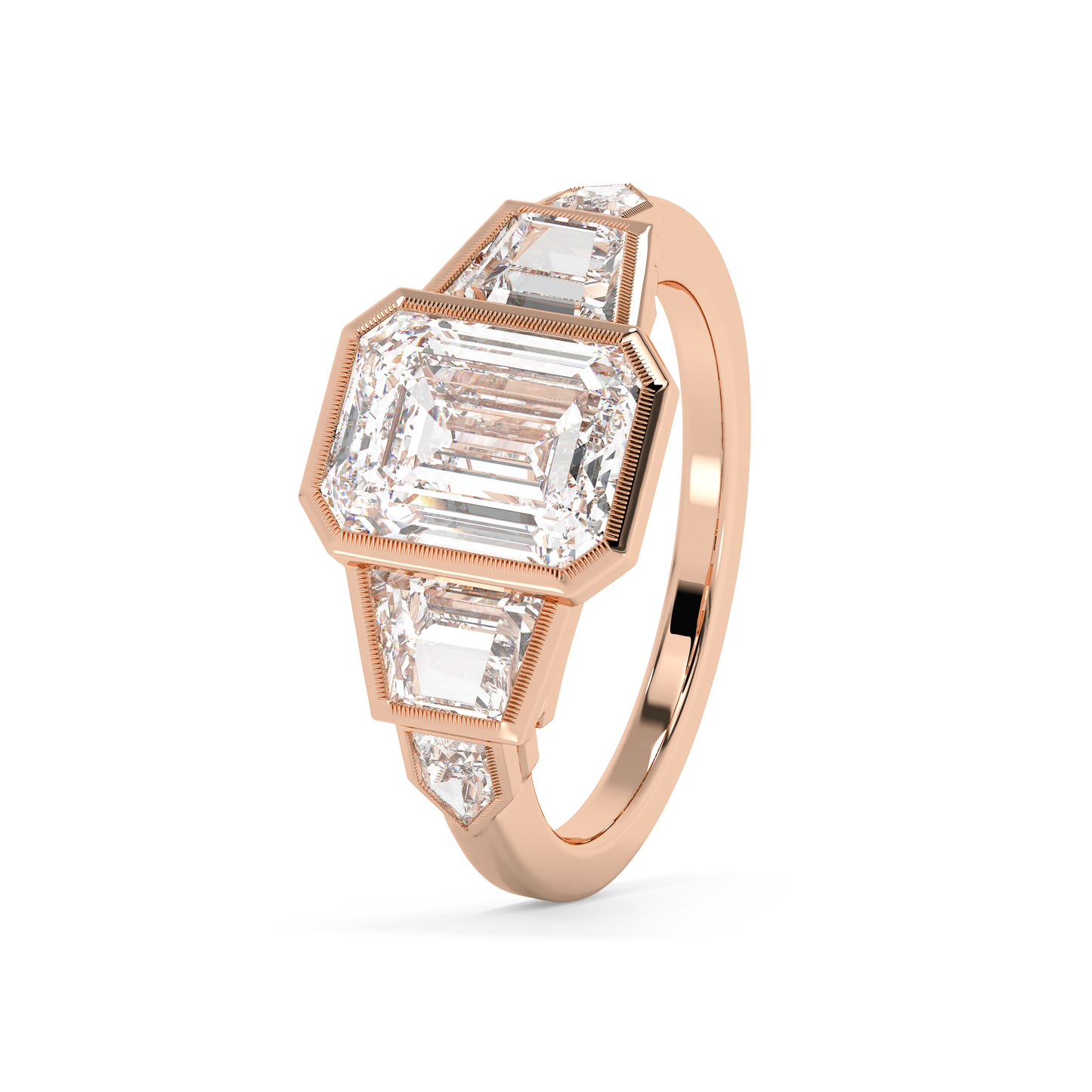 Emerald Solitaire Lab Grown Diamond Engagement Ring