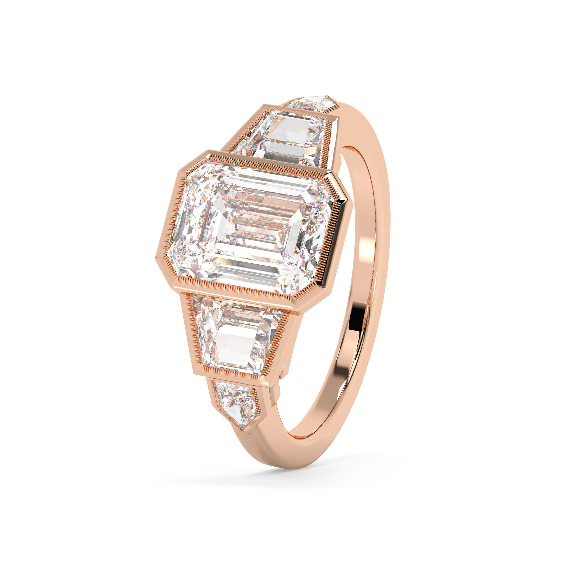 Emerald Solitaire Lab Grown Diamond Engagement Ring