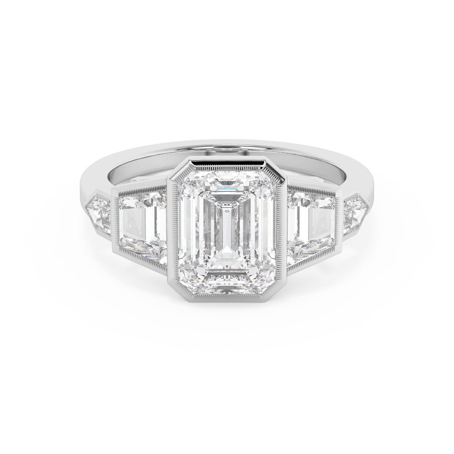 Emerald Solitaire Lab Grown Diamond Engagement Ring