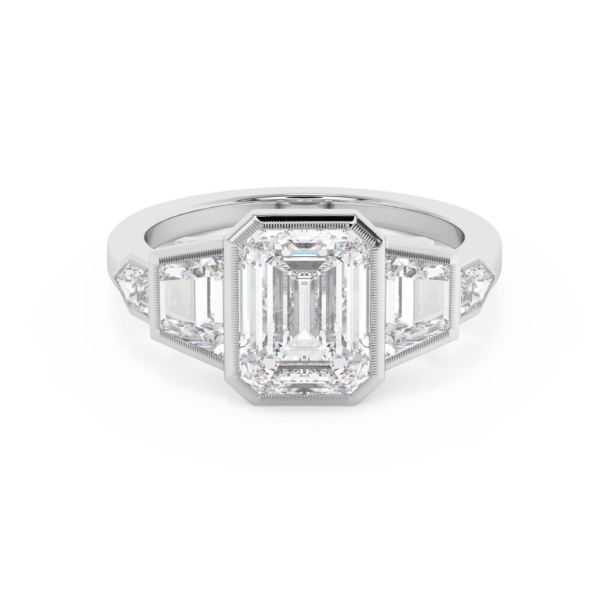 Emerald Solitaire Lab Grown Diamond Engagement Ring