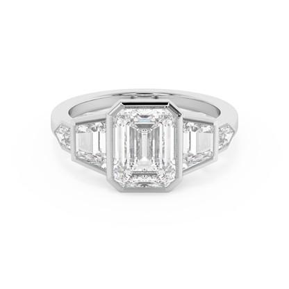 Emerald Solitaire Lab Grown Diamond Engagement Ring