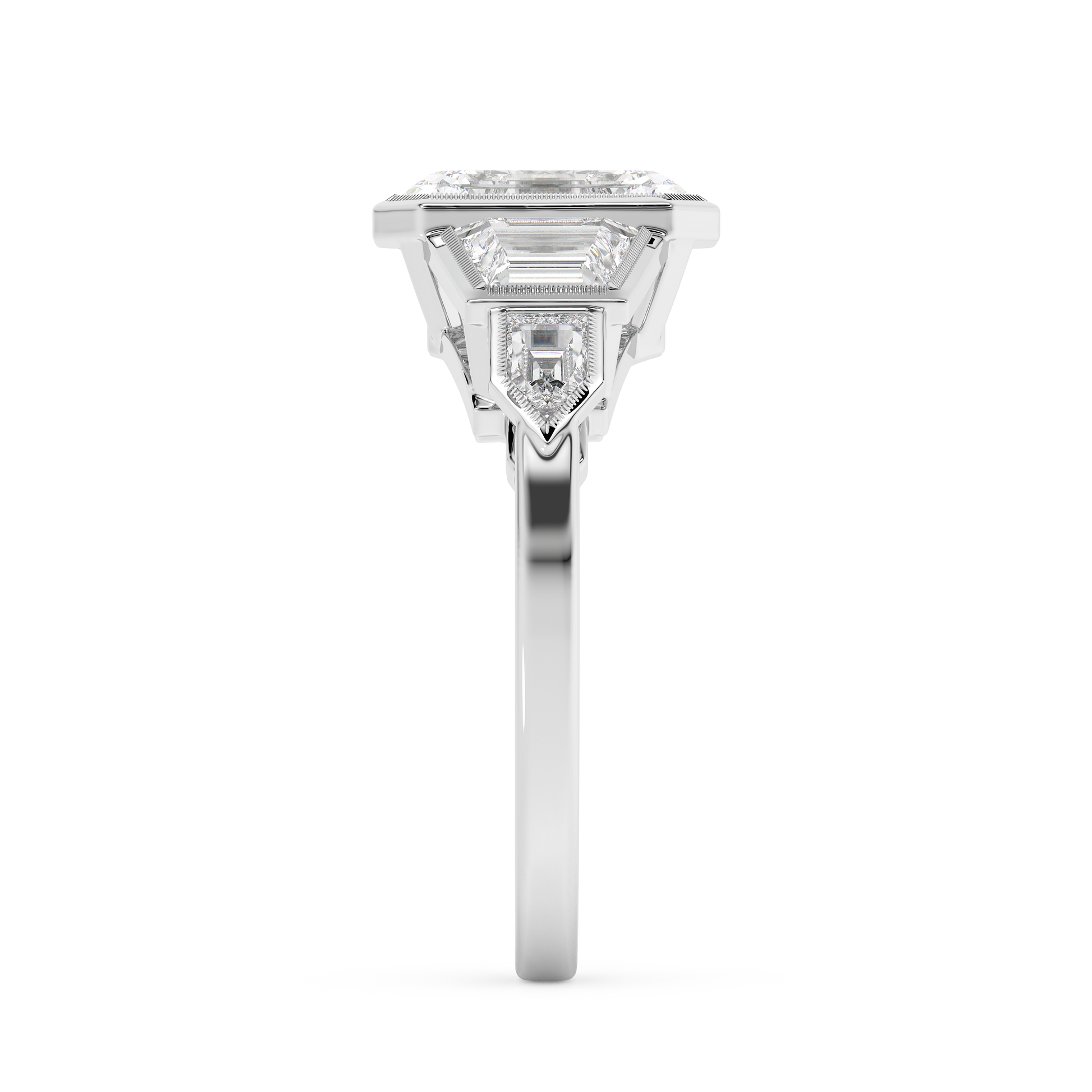 Emerald Solitaire Lab Grown Diamond Engagement Ring