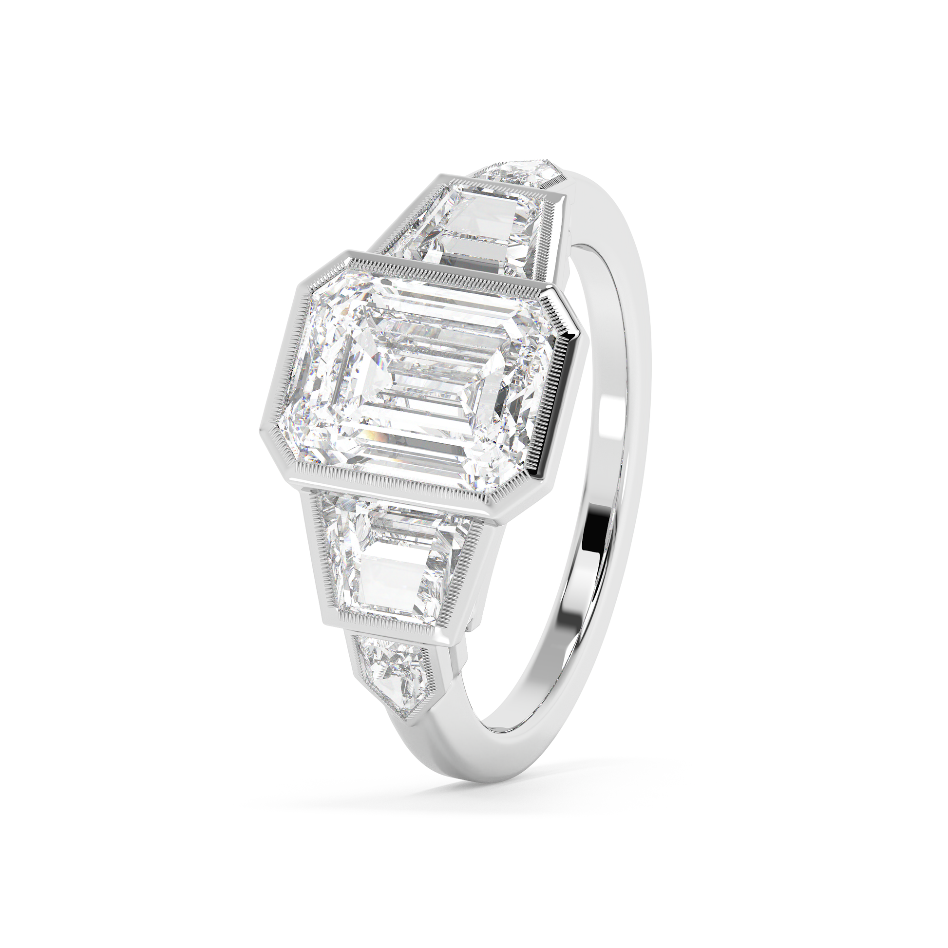 Emerald Solitaire Lab Grown Diamond Engagement Ring