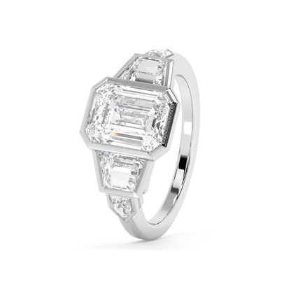 Emerald Solitaire Lab Grown Diamond Engagement Ring
