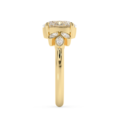 Emerald Solitaire Lab Grown Diamond Engagement Ring