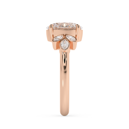 Emerald Solitaire Lab Grown Diamond Engagement Ring