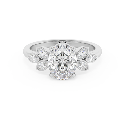 Emerald Solitaire Lab Grown Diamond Engagement Ring