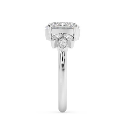 Emerald Solitaire Lab Grown Diamond Engagement Ring