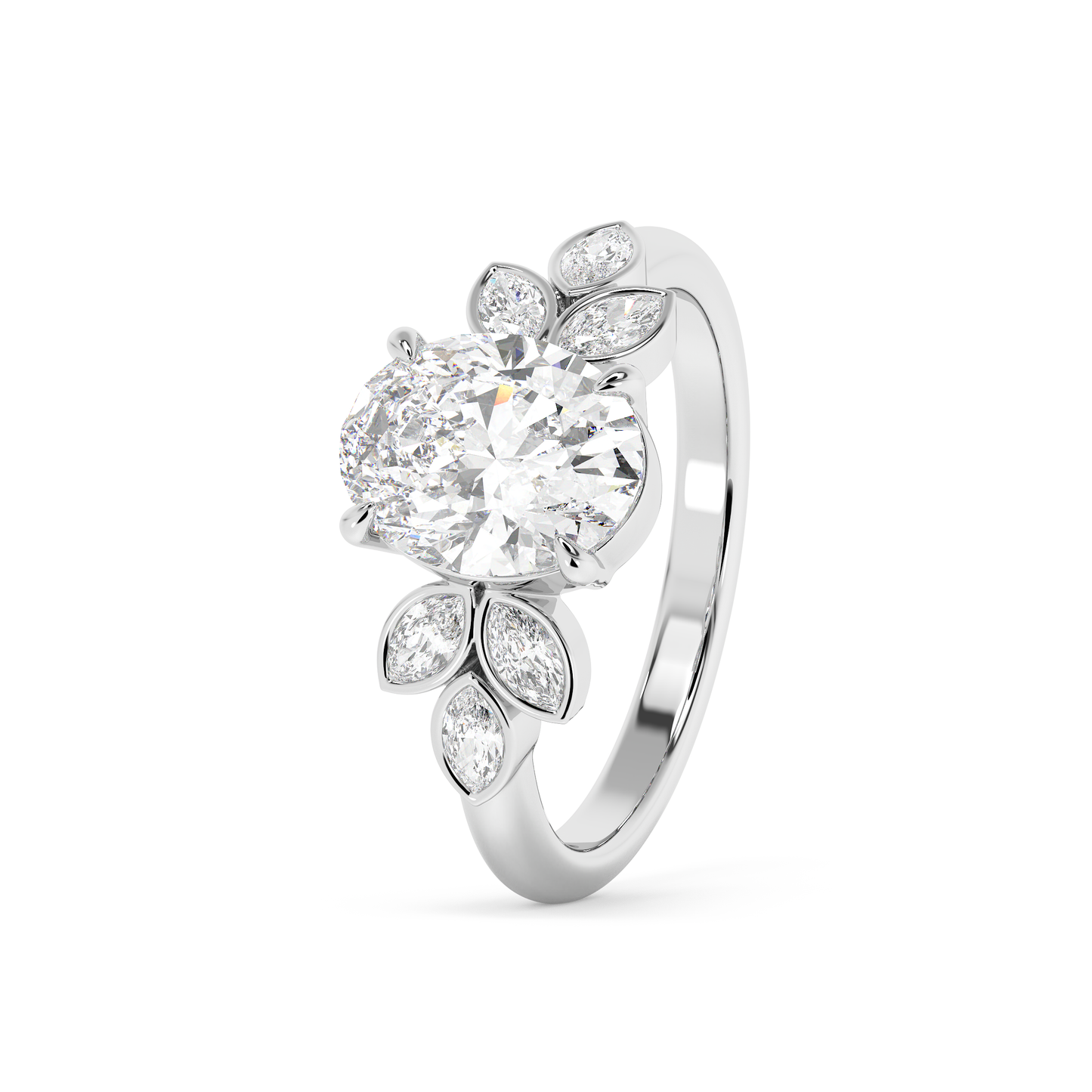 Emerald Solitaire Lab Grown Diamond Engagement Ring