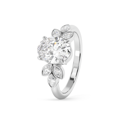 Emerald Solitaire Lab Grown Diamond Engagement Ring