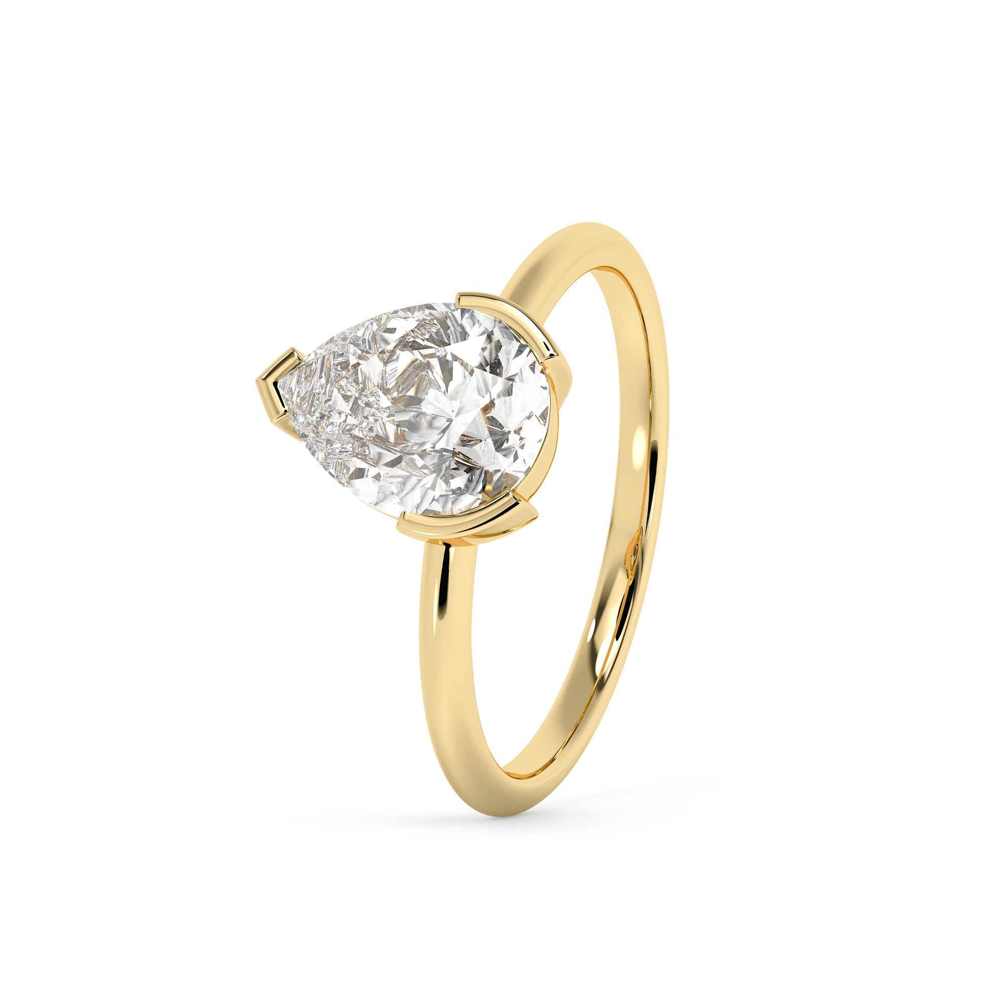 Emerald Solitaire Lab Grown Diamond Engagement Ring