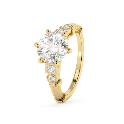Emerald Solitaire Lab Grown Diamond Engagement Ring