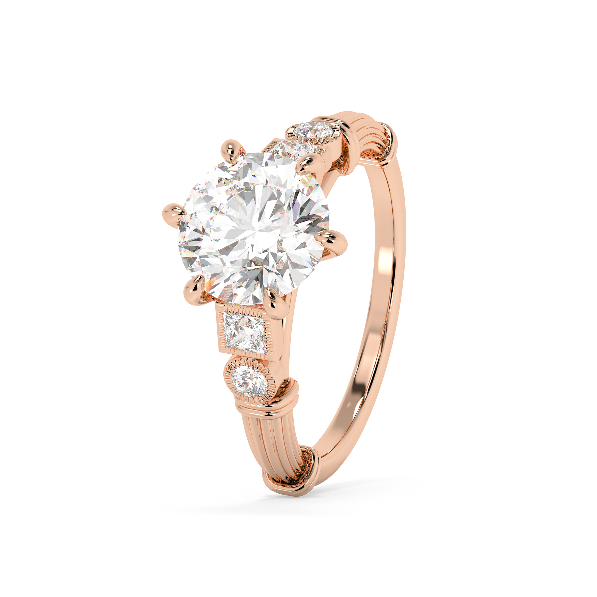 Emerald Solitaire Lab Grown Diamond Engagement Ring