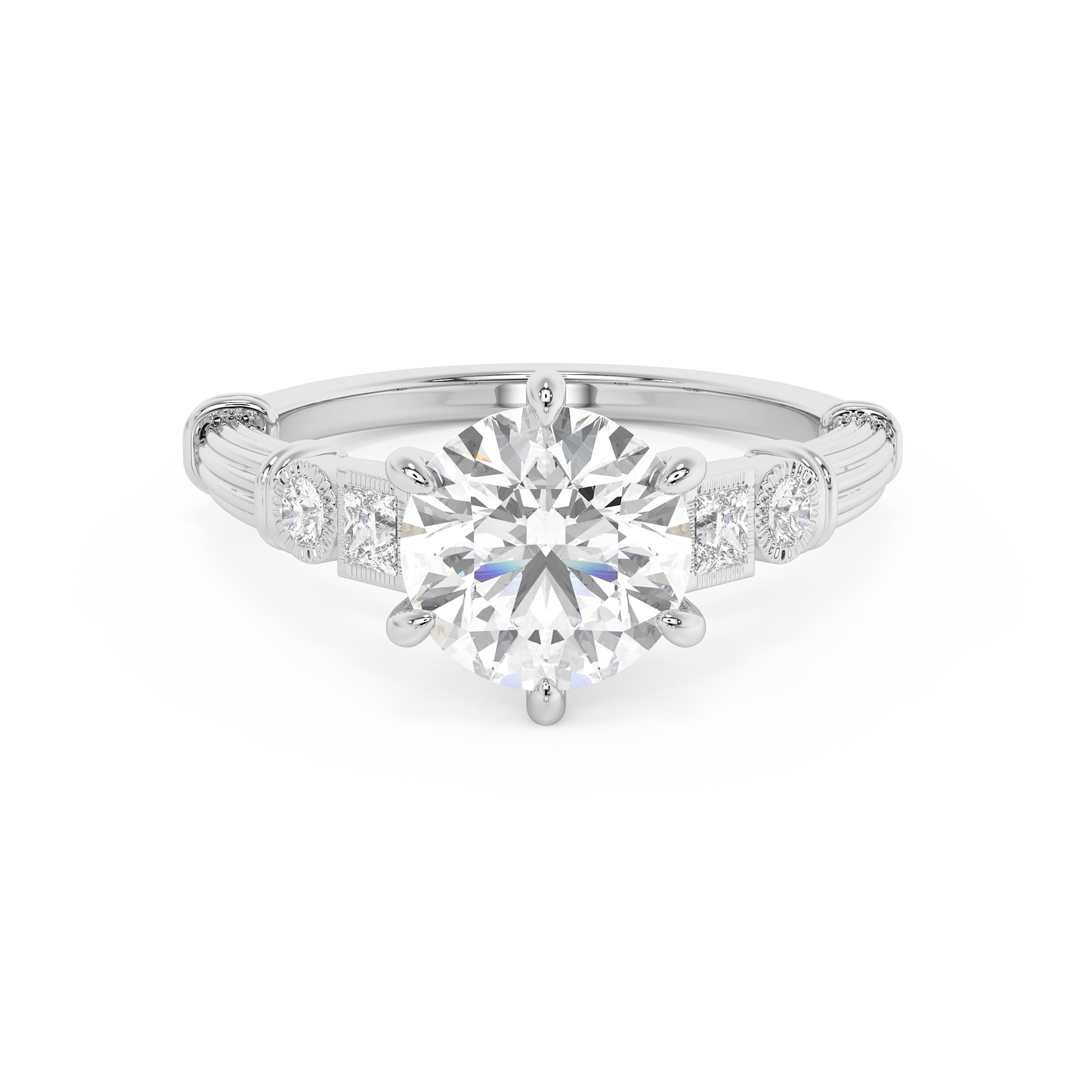 Emerald Solitaire Lab Grown Diamond Engagement Ring