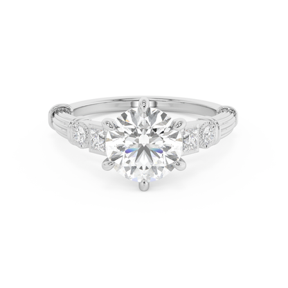 Emerald Solitaire Lab Grown Diamond Engagement Ring